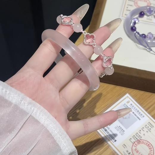 【四叶草猫眼手串手镯系列】粉水晶四叶草猫眼石 紫水晶手链串珠女轻奢高级感手串手饰手镯 商品图3