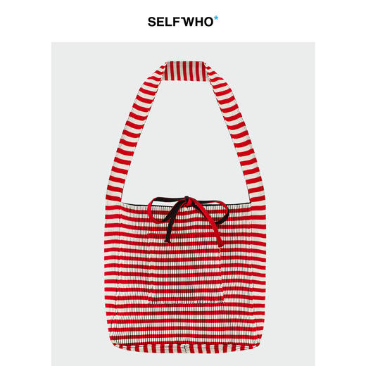 SELFWHO压褶条纹毛织包（大号） 商品图3