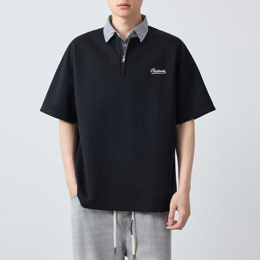 墨麦客高智通勤条纹撞色POLO衫男2026新款简约刺绣男士T恤75208. 商品图1