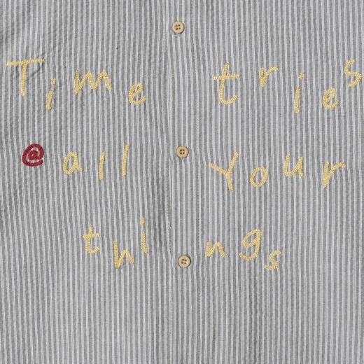 SDSA男装2026新款高贵轻奢日系条纹衬衫字母刺绣撞色领设计百搭 商品图2