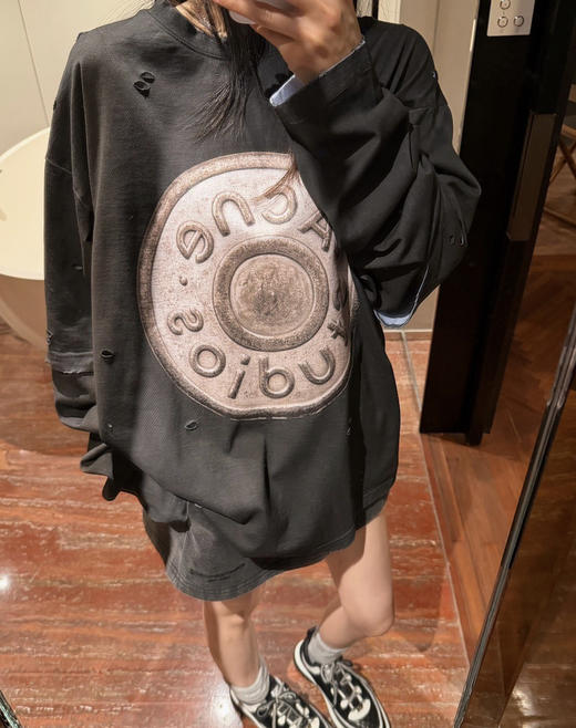 ACNE徽章全喷砂数码印花假两件长袖 商品图5