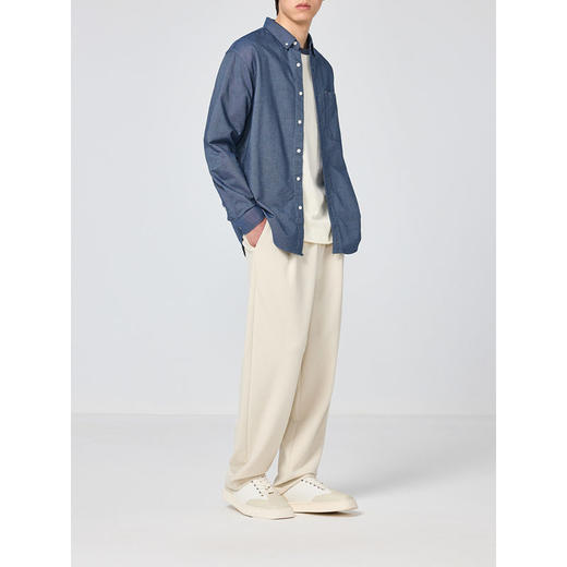 墨麦客男装全棉休闲长袖衬衫男2026春新款简约基础男士衬衣50148. 商品图3