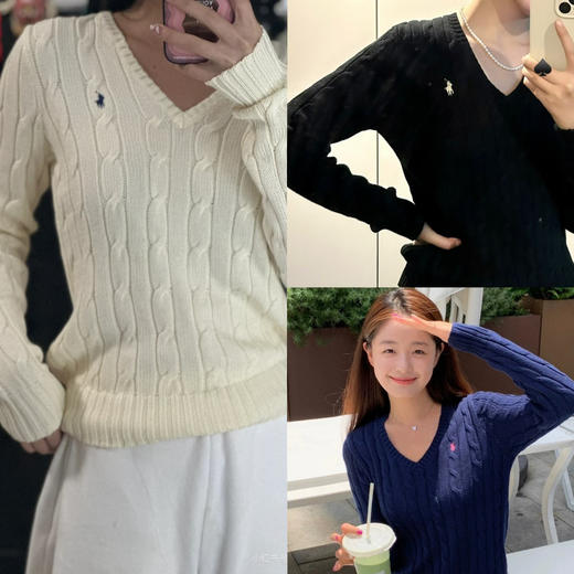 🔻拉夫女士V领针织衫毛衣 商品图0