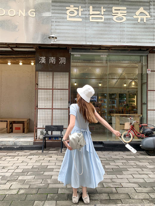 <曾小咸推荐>polo领短袖连衣裙女夏季巨好看显瘦a字收腰连身长裙子 商品图10