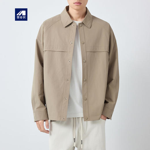 墨麦客男装高智通勤纯色夹克男2026春新款简约翻领男士外套81599. 商品图0