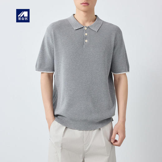 墨麦客男装高智通勤针织POLO衫男新款老钱风撞色短袖T恤男75199. 商品图0