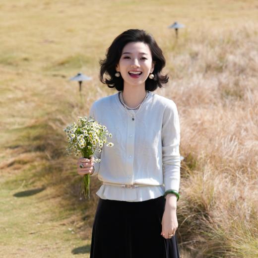 西子/绳结艺术机器48支羊毛浮雕波浪圆领针织开衫/MSHY0219 商品图3