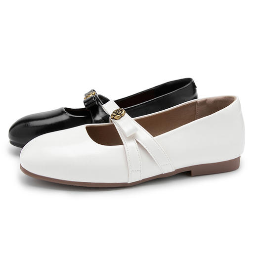 西遇玛丽珍鞋女2026春季新款一脚蹬浅口山茶花修饰交叉带软底单鞋V0166243 商品图4