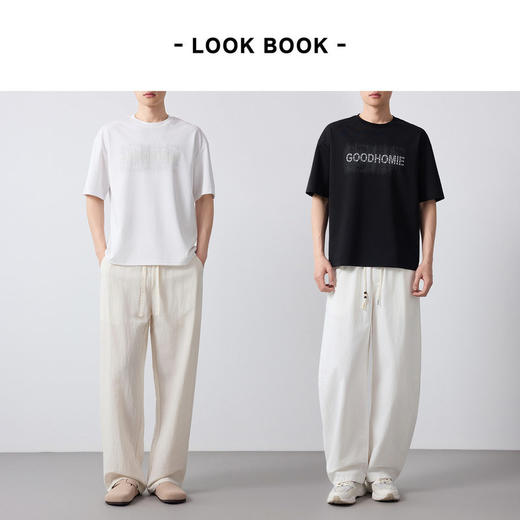 墨麦客男装高智通勤新款雾感线条印花短袖t恤男200g男士T恤75221. 商品图4