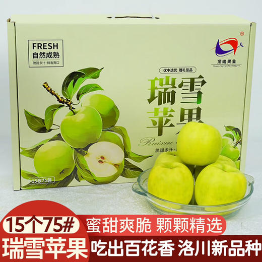 【瑞雪苹果】15枚75mm中果青绿色苹果清甜无酸 一口吃出百花香  新鲜陕西洛川苹果新品种瑞雪苹果 商品图0