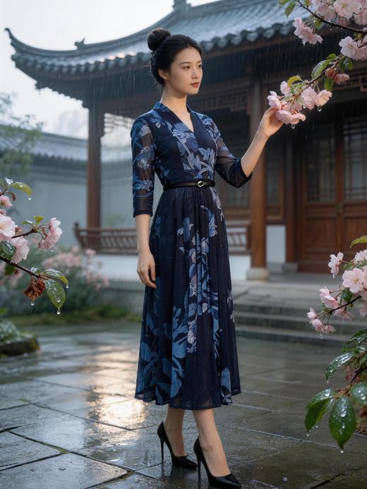 SC1S07_蓝采和色_连衣裙_春夏_V领大摆A字双层网纱叠接_高级女装_BERNIEELEN 伯妮斯茵 商品图1