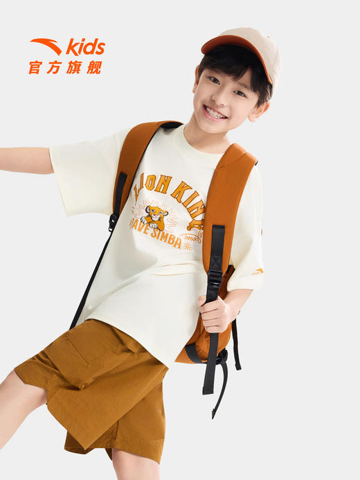 狮子王联名安踏儿童男童针织短袖2026年夏季新款舒适亲肤圆领短T352628103 商品图0