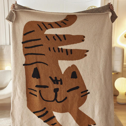 日式无印针织盖毯INS卡通盖毯无印老虎毯子夏季毛毯小老虎空调毯 商品图2