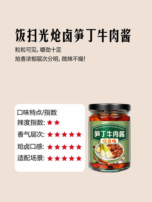 聚便利 X 山姆 饭扫光 炝卤味笋丁牛肉酱 尝鲜分装 210g*1瓶 商品图4