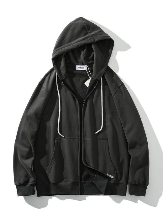 F030603高克重棉质混纺内里科技擦毛设计拉链开衫外套纯色抓绒琐温保暖长袖连帽卫衣 商品图6