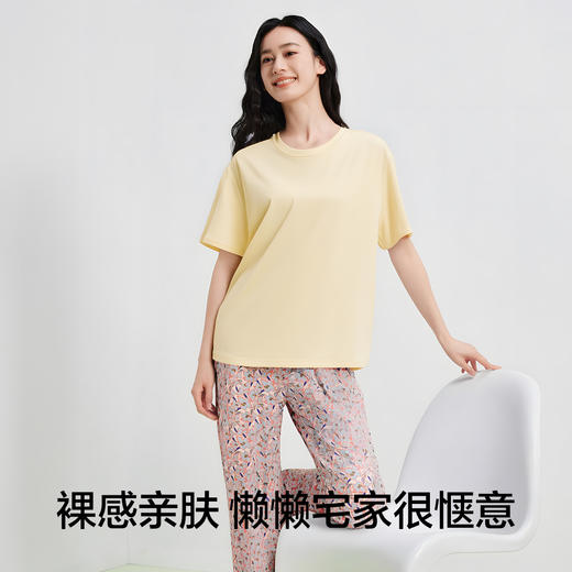 【清仓捡漏】【M-2XL】【有棵树】女士夏季凉感冰丝短袖长裤睡衣套装 商品图8