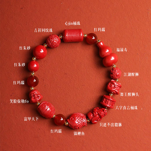 【本店力荐】十方圆满帝王砂多宝手串 女朱砂吉祥物貔貅手链 商品图1
