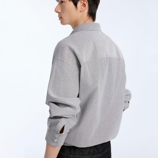 NPC潮牌棉混纺牛津纺长袖衬衫立体小方格挺括有型春上新NP61SH03 商品图2