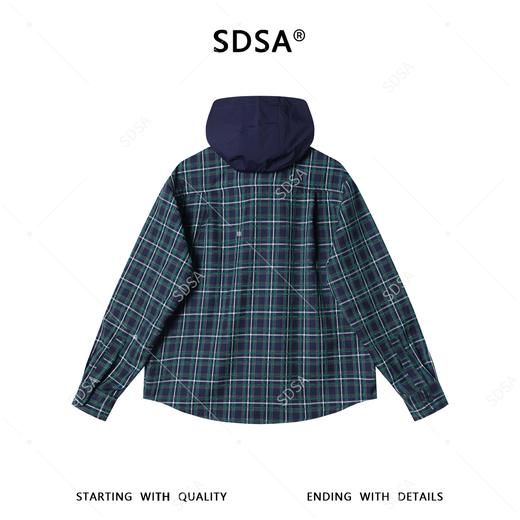 26CS39SDSA男装2026新款高贵轻奢韩版经典格纹格子拼接撞色连帽衬衫百搭 商品图5