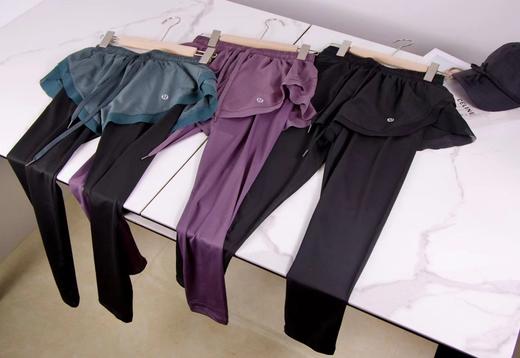 F030671高腰收腹提臀瑜伽裤女外穿跑显瘦运动紧身裤健身假两件长裤 商品图4