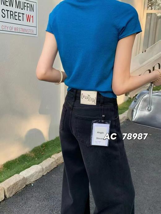 F030679美式复古做旧黑阔腿牛仔裤休闲裤显瘦神裤 商品图10