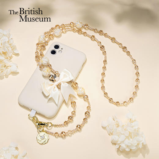 大英博物馆 欧洲文化艺术系列 山茶花 香槟金长款手机绳 商品图0