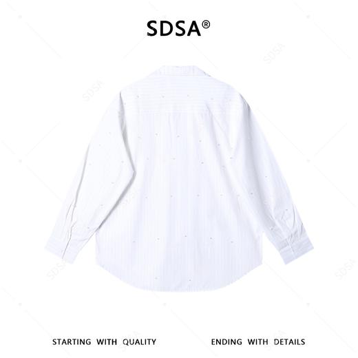 SDSA男装2026新款高贵轻奢简约细条纹长袖衬衫立体珠子装饰百搭 商品图4