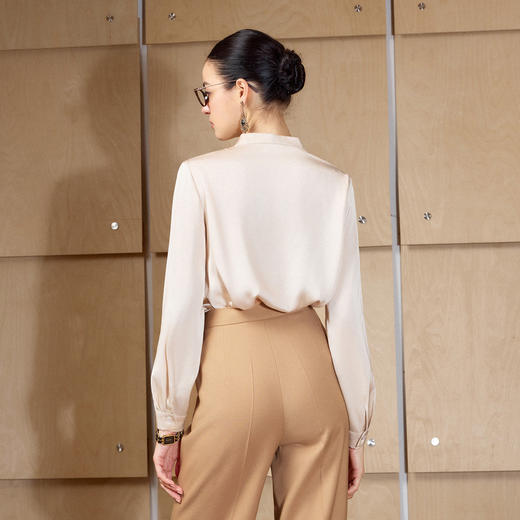 IWY/气质通勤风V领系带衬衫女长袖缎面高级感职场穿搭面试正装B523 商品图4