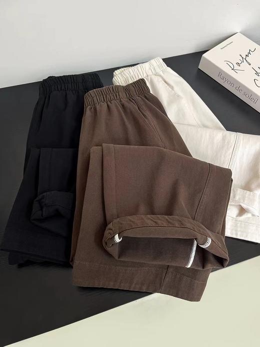 F030673水洗棉阔腿工装裤女遮肉显瘦松紧高腰直筒裤 商品图2