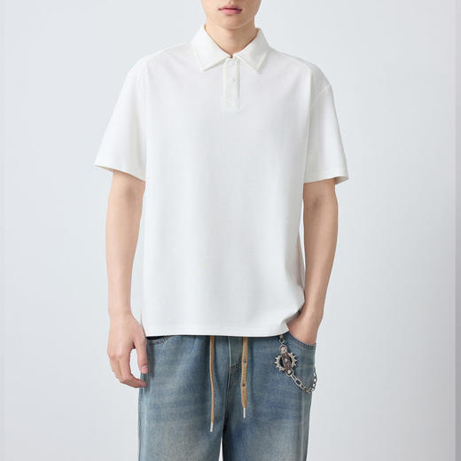 墨麦客男装高智通勤肌理短袖POLO衫男2026新款纯色男士t恤75211. 商品图2