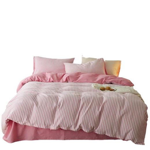 日式无印全棉条纹提花四件套良品床品套件酒店名宿4件套纯棉床单 商品图4