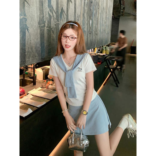 <曾小咸推荐>一整套穿搭披肩短袖T恤裙裤 商品图0