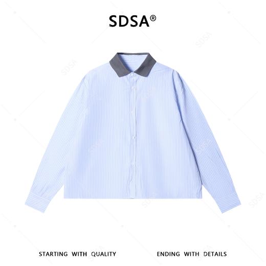 SDSA男装2026新款高贵轻奢韩系小众设计条纹拼接翻领长袖衬衫百搭 商品图0