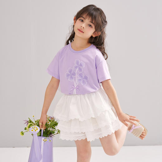 笛莎/Deesha 【松饼熊】2026年夏季新款女童索罗那原纱防晒凉感短袖T恤 商品图3