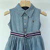 F0306137水洗无袖收腰大裙摆高密度刺绣衬衫领气质优雅时尚舒适带腰带儿童牛仔连衣裙 商品缩略图3