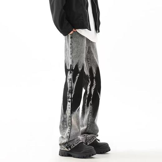 F0306103美式街头水洗面料弹力休闲牛仔裤男女同款 商品图2