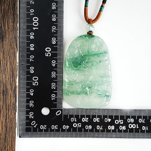 【天然正品】A货翡翠天然收藏级细腻冰种飘蓝花御龙菩萨（镇邪纳福）平安无事牌翡翠吊坠项链 66.1*43.7*10.3MM（皆取最大值）270226NJS09 商品图2