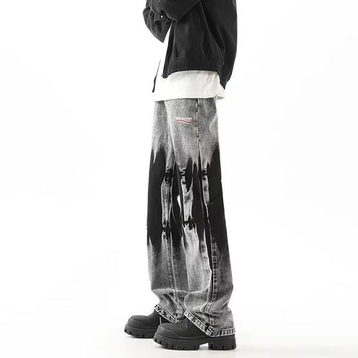 F0306103美式街头水洗面料弹力休闲牛仔裤男女同款 商品图3