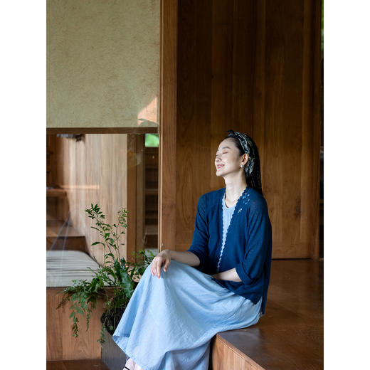 牧衣游原创 手工刺绣棉麻混纺薄毛织外套新款休闲百搭开衫 几春 商品图1