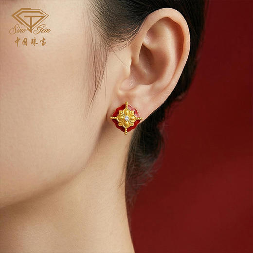 「金钿点睛」黄金足金同心钿耳饰 商品图4