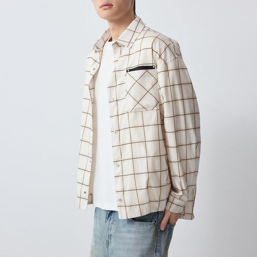 墨麦客男装城市运动格纹长袖衬衫男2026春新款宽松男士外套81563. 商品图1