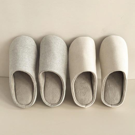 【清仓品】日式无印全棉家居拖鞋良品纯色情侣地板拖鞋冬加绒防水 商品图1