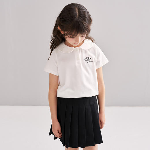 笛莎/Deesha 【松饼熊】2026年夏季新款女童甜美学院风娃娃领短袖T恤 商品图2