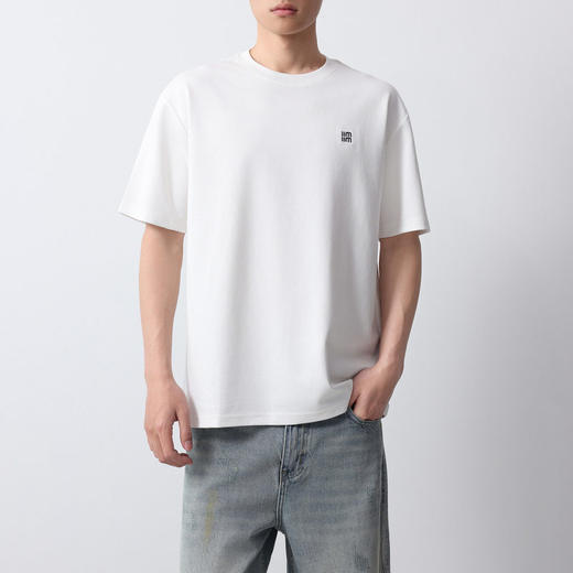 墨麦客男装高智通勤棉感男士t恤2026春新款刺绣宽松短袖男75186. 商品图2