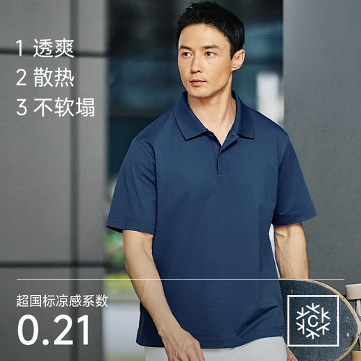 【春夏新品】十如仕通勤休闲简洁扁机领棉涤凉感短袖POLO衫P06-03 商品图3