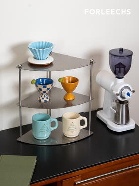 FORLEECHS桌面置物架极简不锈钢杯子收纳多层咖啡杯架香水置物架