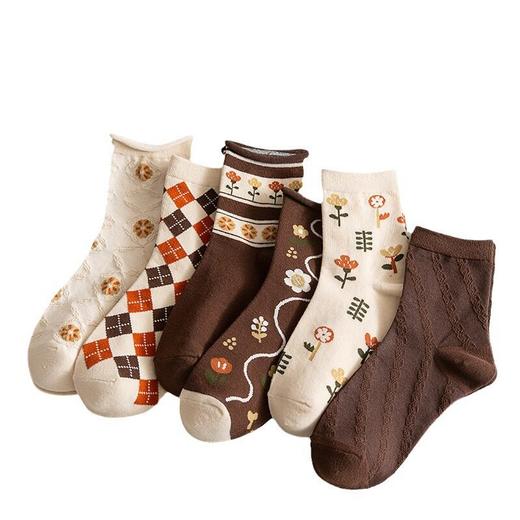 日式无印袜子女秋冬中筒袜春秋棉袜良品吸汗袜棉袜复古四季女生袜 商品图4