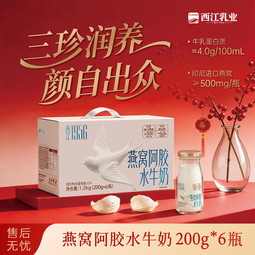 【广西农垦】西江乳业丨燕窝阿胶水牛奶 200g*6瓶 商品图0