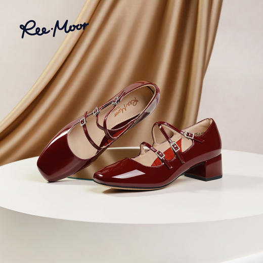 REEMOOR睿慕新款粗跟交叉带法式玛丽珍鞋仙女风单鞋R2V558 商品图5