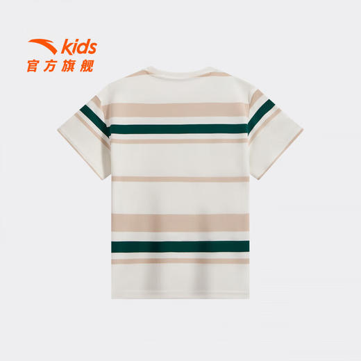 安踏儿童T恤男大童装2026夏季新品纯棉舒适透气条纹翻领短T352628107 商品图1